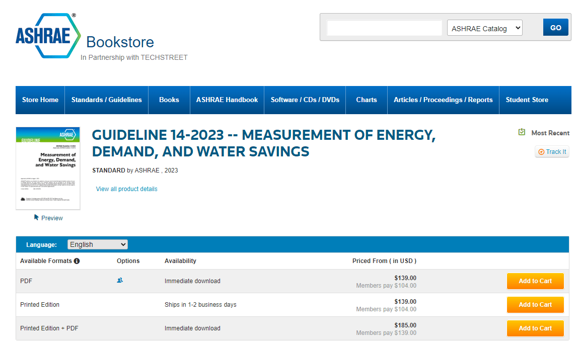 Ashrae guideline 14-2023 price